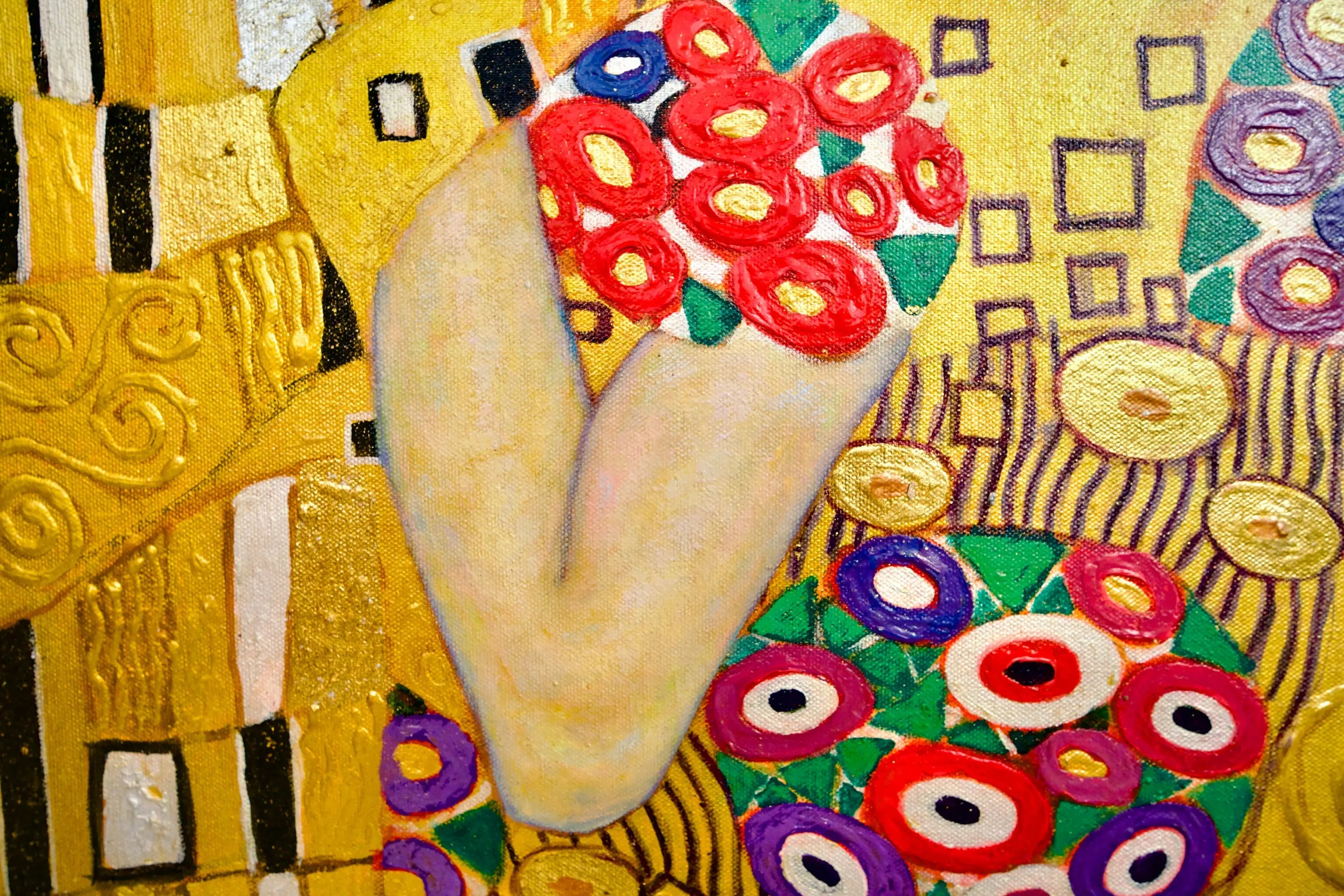 Le Baiser Réimaginé par Master Apollon | 200 x 200 cm Reproductions de tableaux à la peinture à l’huile
