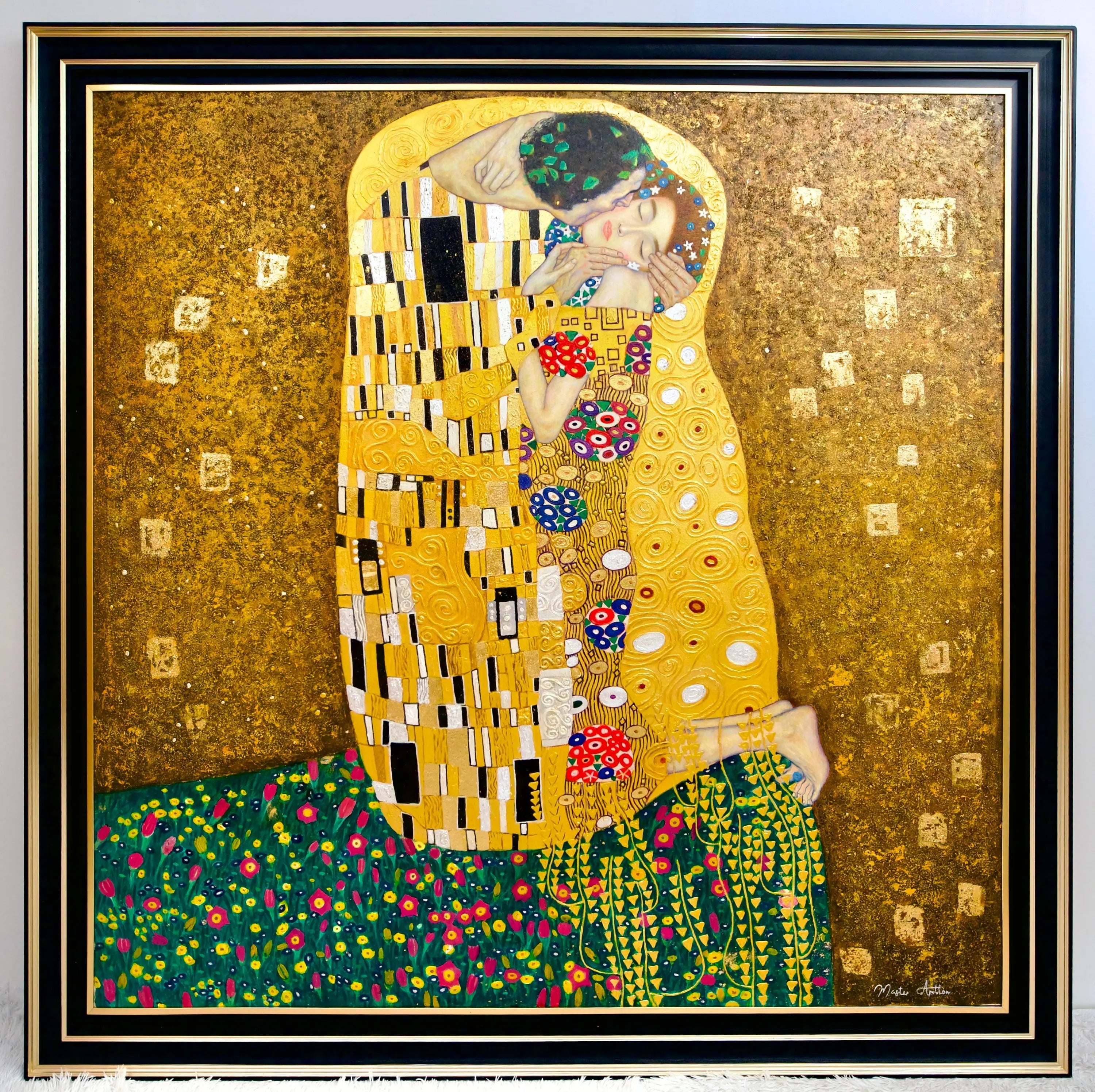 Le Baiser Réimaginé par Master Apollon | 200 x 200 cm Reproductions de tableaux à la peinture à l’huile