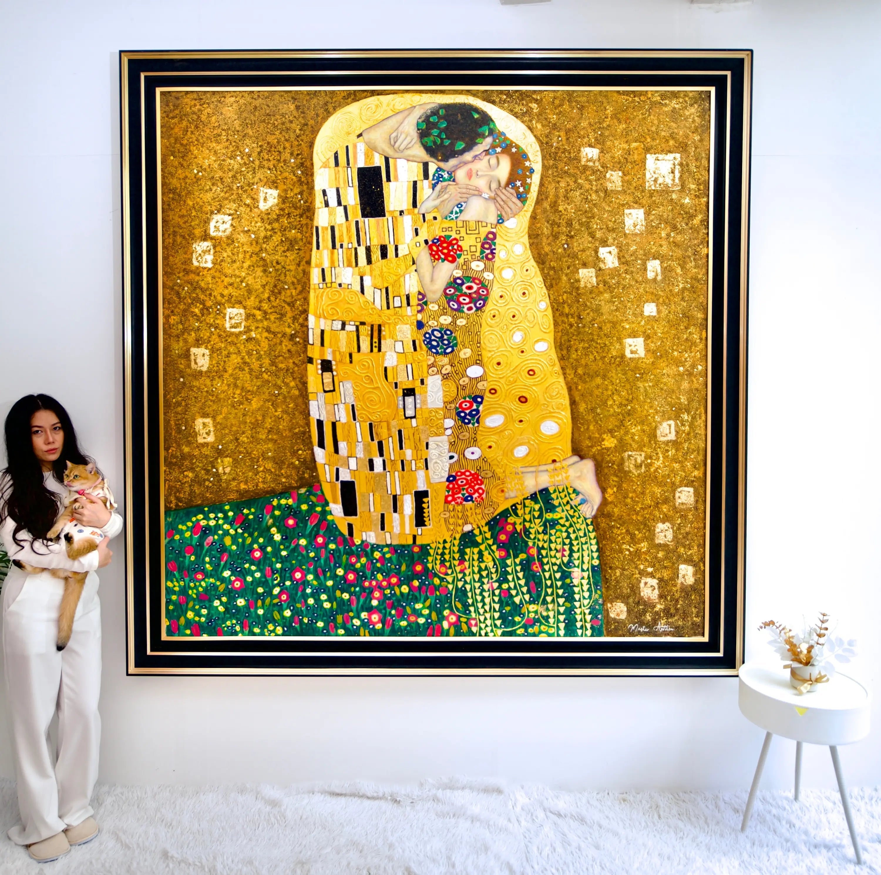 Le Baiser Réimaginé par Master Apollon | 200 x 200 cm Reproductions de tableaux à la peinture à l’huile