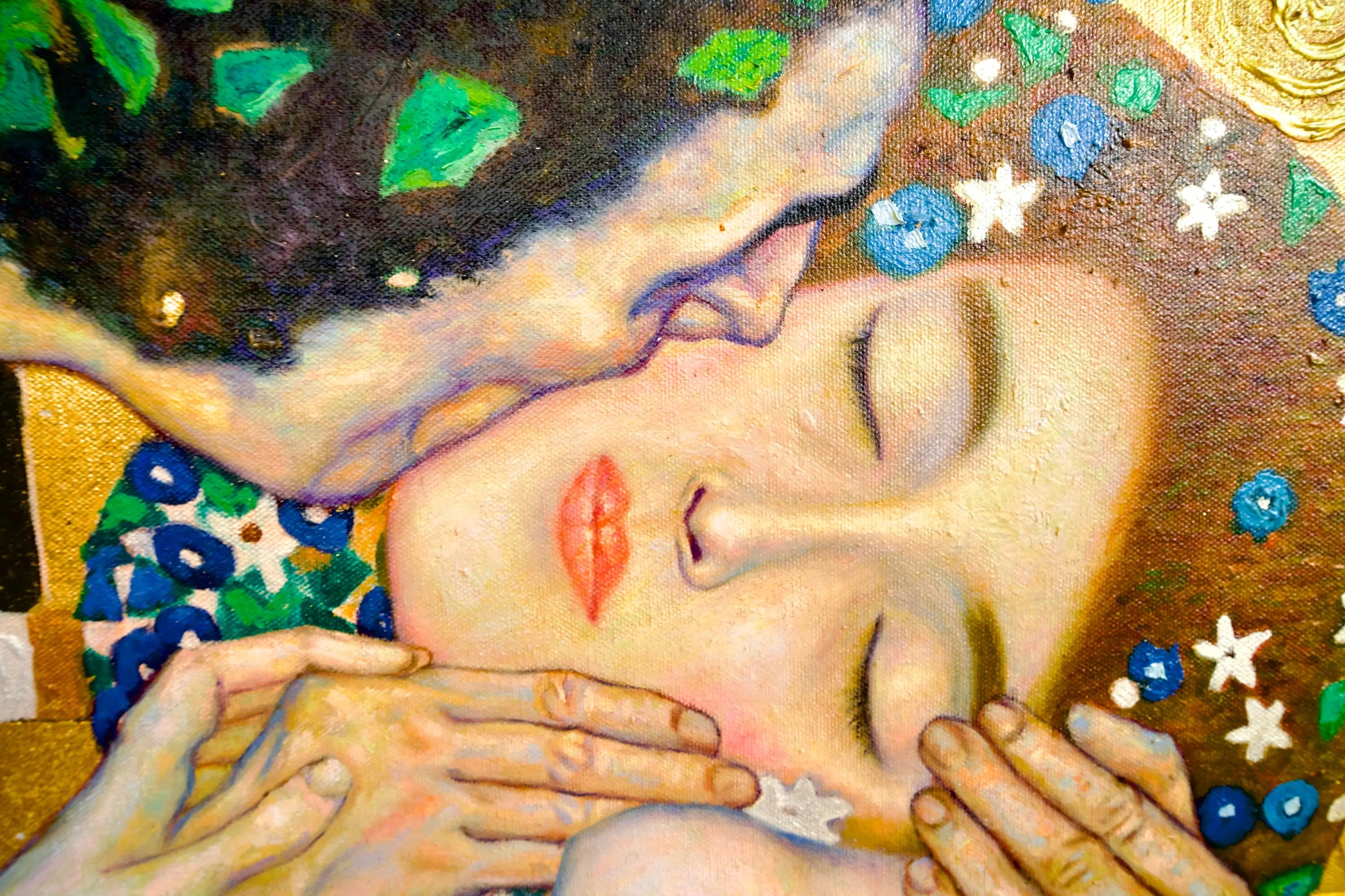 Le Baiser Réimaginé par Master Apollon | 200 x 200 cm Reproductions de tableaux à la peinture à l’huile