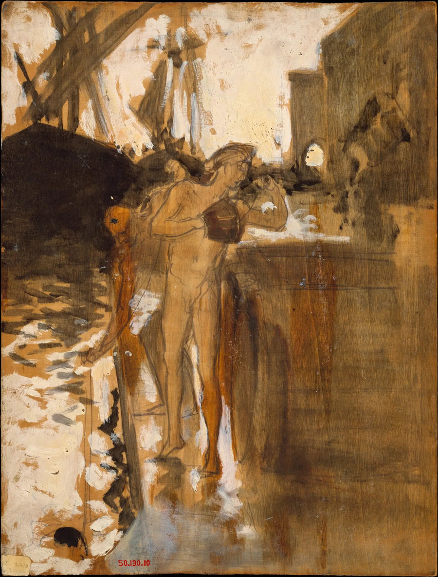 Balkoni, Espanja [ja] Kaksi alastonta uimaria seisoo laiturilla - John Singer Sargent