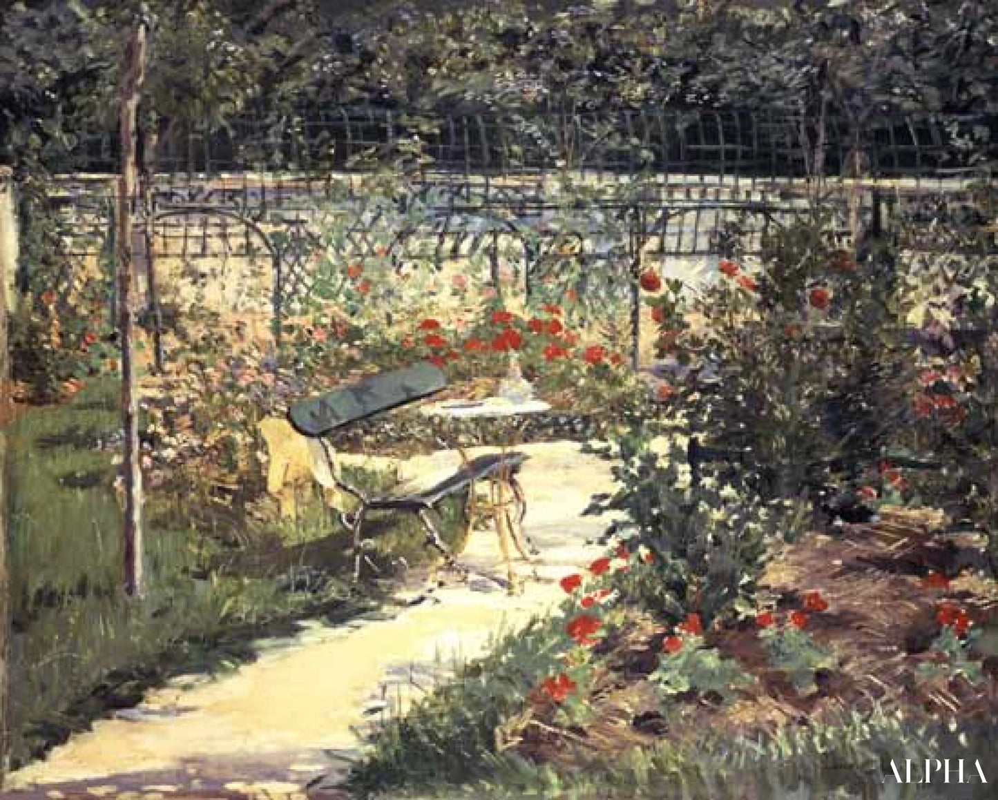 Versaillesin puutarhapenkki - Edouard Manet - Korkealaatuiset taulujen ja maalauksien reproduktiot