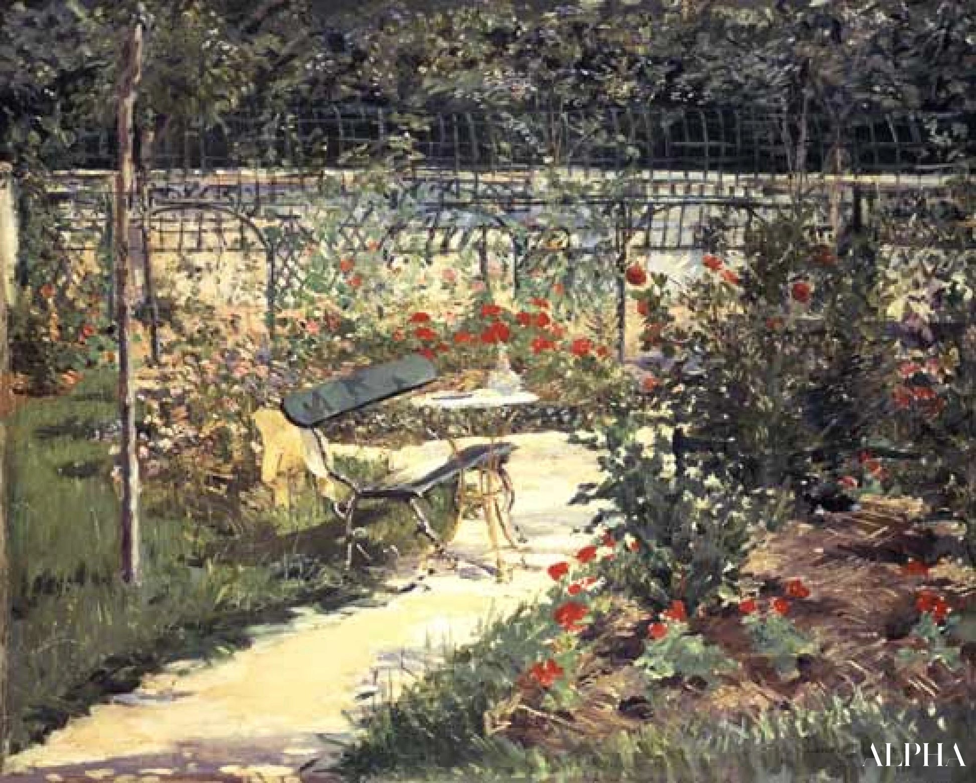 Versaillesin puutarhapenkki - Edouard Manet - Korkealaatuiset taulujen ja maalauksien reproduktiot