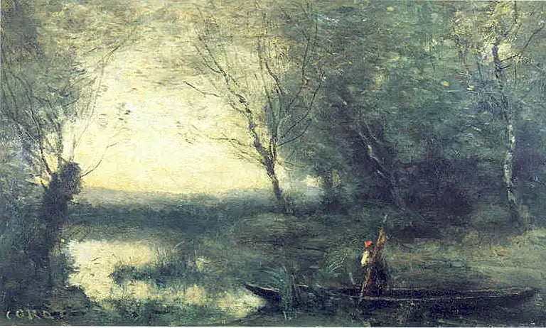 Laivanrakentaja, ilta - Jean-Baptiste Camille Corot