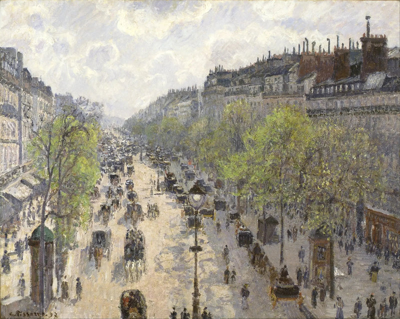 Montmartre-bulevardi, kevätaamu - Camille Pissarro