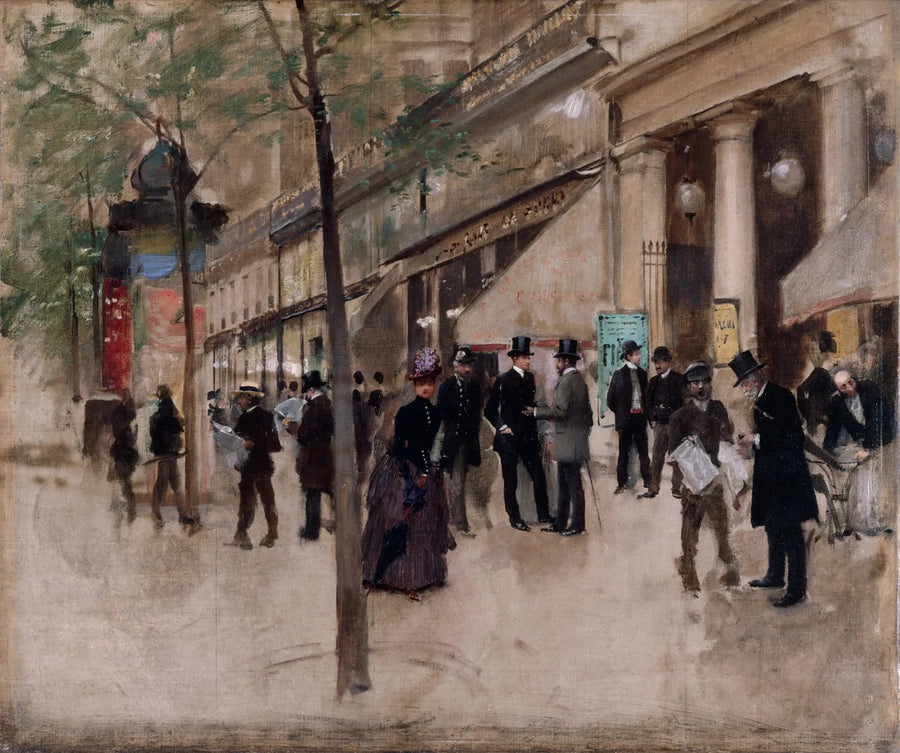 Montmartre-katu, teatterin Variétés edessä, iltapäivällä - Jean Béroud