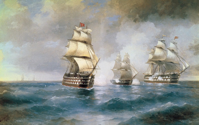 Le Brick « Mercure » attaqué par deux nav ships turkki - Ivan Aïvazovski