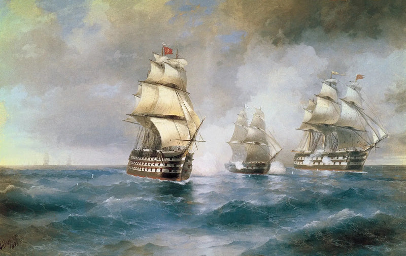 Le Brick « Mercure » attaqué par deux nav ships turkki - Ivan Aïvazovski