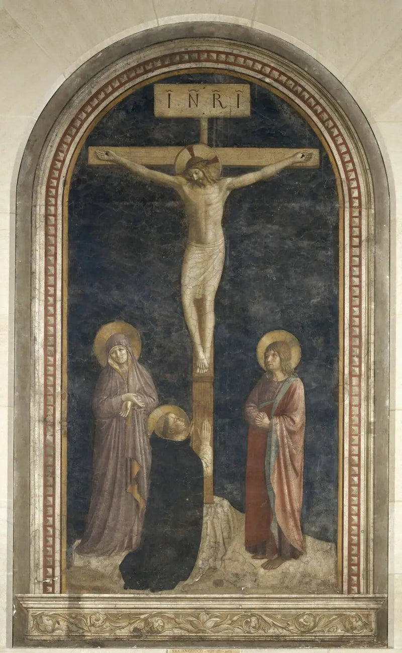 Calvaari ja Pyhä Dominic rukoilemassa - Fra Angelico