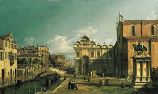 Le Campo Santi Giovanni e Paolo, Venise, avec l'extrémité ouest de l'église et la Scuola di San Marco - Canaletto image 1 reproduction artisanale de tableau