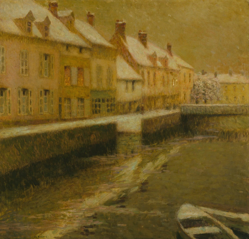 Canal Bruggeissä, Talvi - Henri Le Sidaner