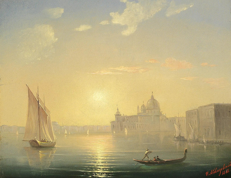 Canal Grande ja näkymä Santa Maria della Saluten kirkkoon auringonlaskun aikaan. - Ivan Aïvazovski