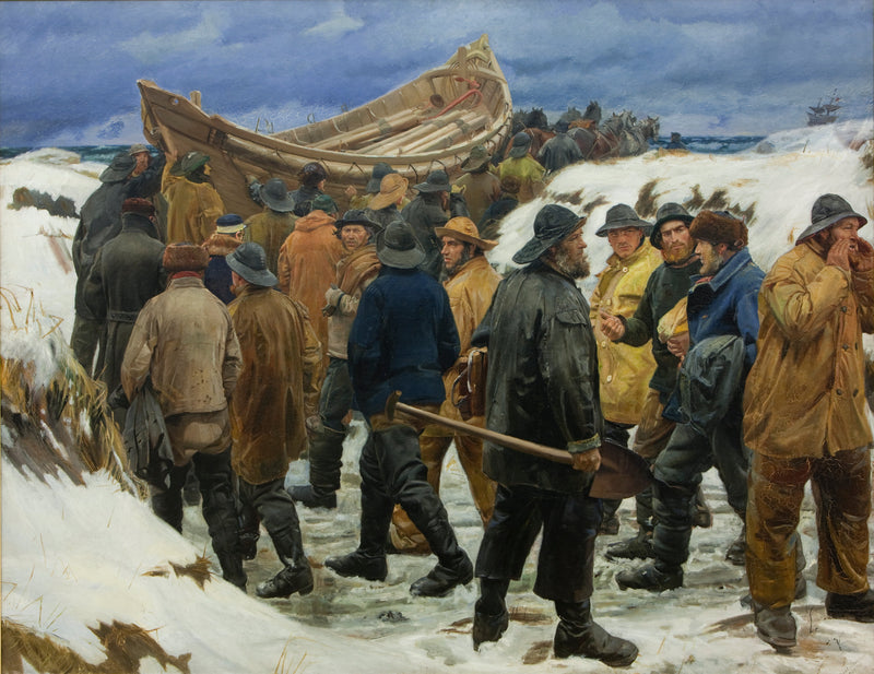 Pelastusvene on jumissa dyynien välissä - Michael Peter Ancher