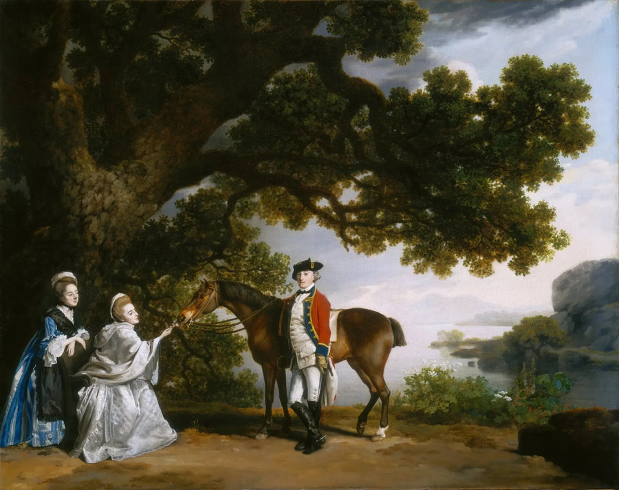 Kapteeni Samuel Sharpe Pocklington hänen vaimonsa Pleasancein kanssa, ja ehkä hänen sisarensa Frances - George Stubbs