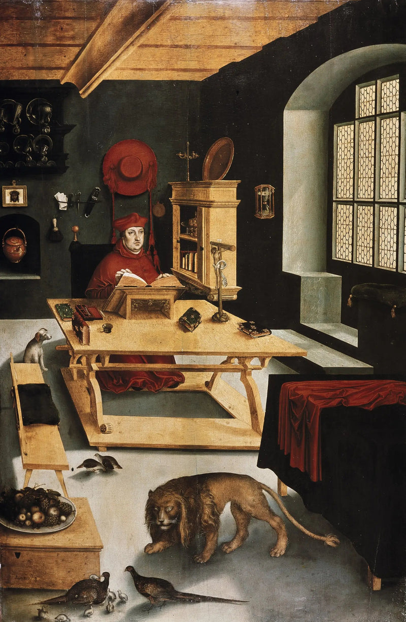 Kardinaali Albrecht von Brandenburg, Mainzin arkkipiispa, kuvattuna kuin Pyhä Hieronymus työhuoneessaan - Lucas Cranach vanhempi