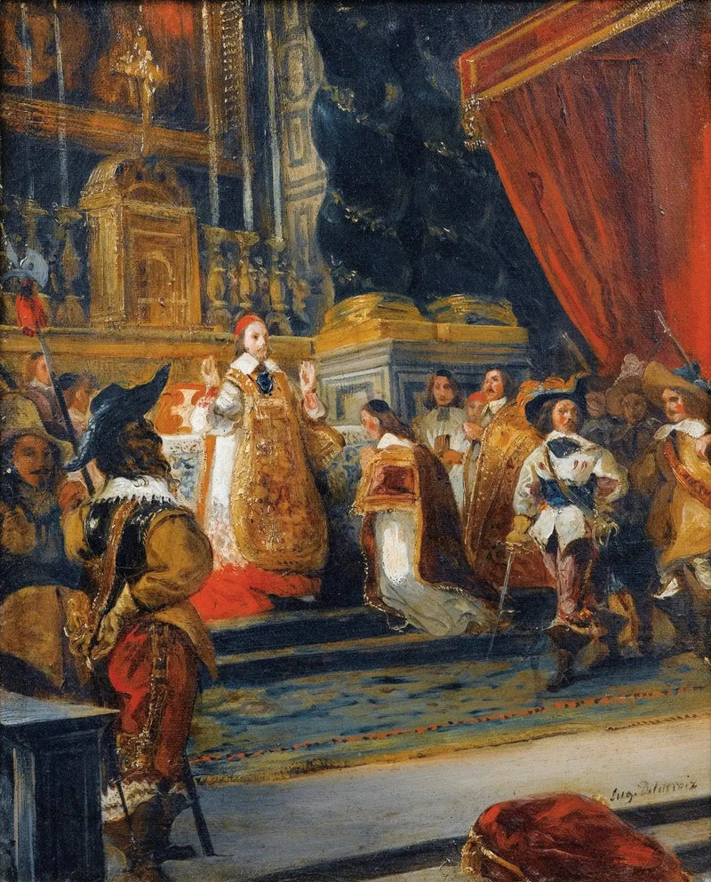 Kardinaali Richelieu viettämässä messua Palais-Royalin kirkossa - Eugène Delacroix