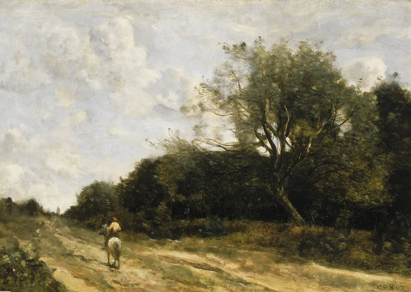 Ratsastaja tiellä - Jean-Baptiste Camille Corot
