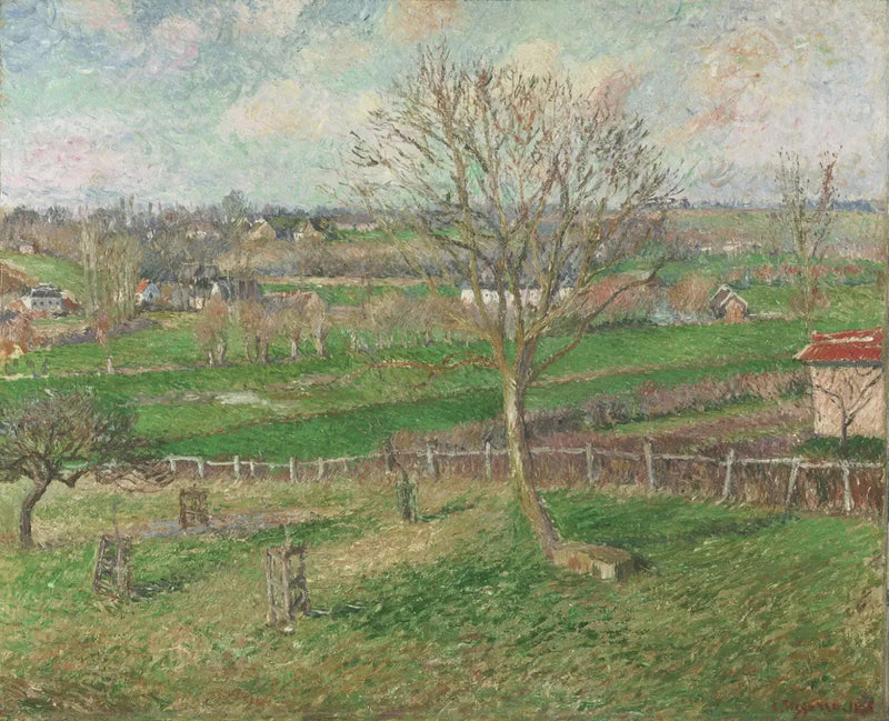 Pelto ja Suuri Pähkinä talvella, Eragny - Camille Pissarro