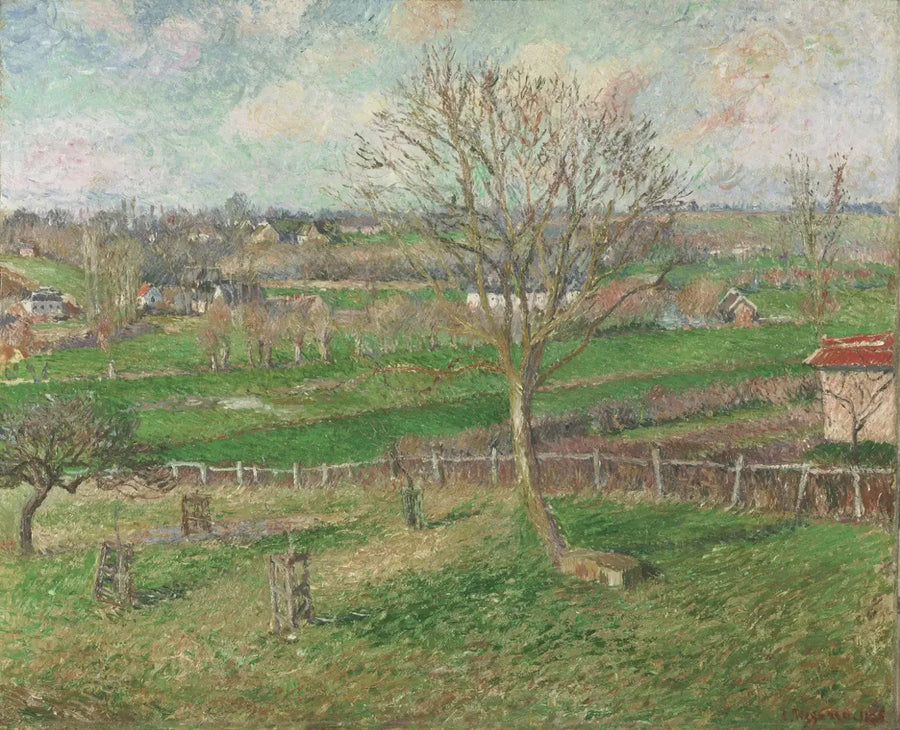 Pelto ja Suuri Pähkinä talvella, Eragny - Camille Pissarro