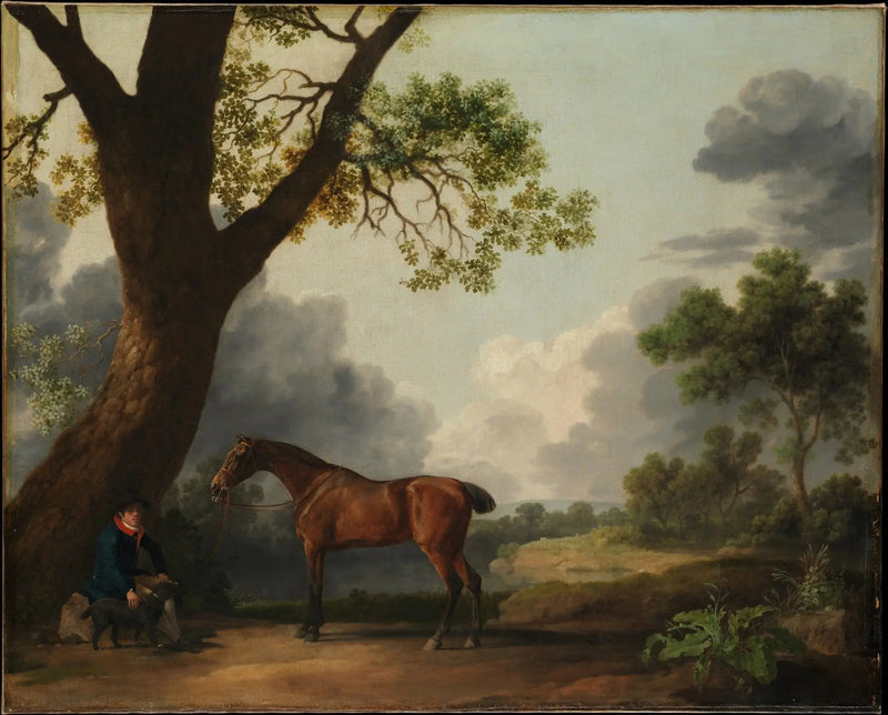 Kolmannen Dorsetin herttuan metsästäjä hevosenhoitajan ja koiran kanssa - George Stubbs