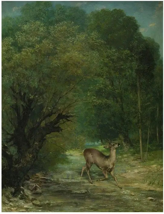 Metsästetty peura kuuntelujen aikana, kevät - Gustave Courbet