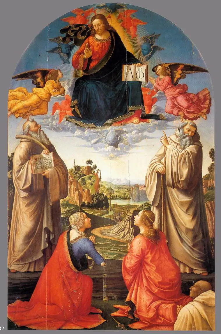Kristus taivaalla neljä pyhimystä ja lahjoittaja - Domenico Ghirlandaio