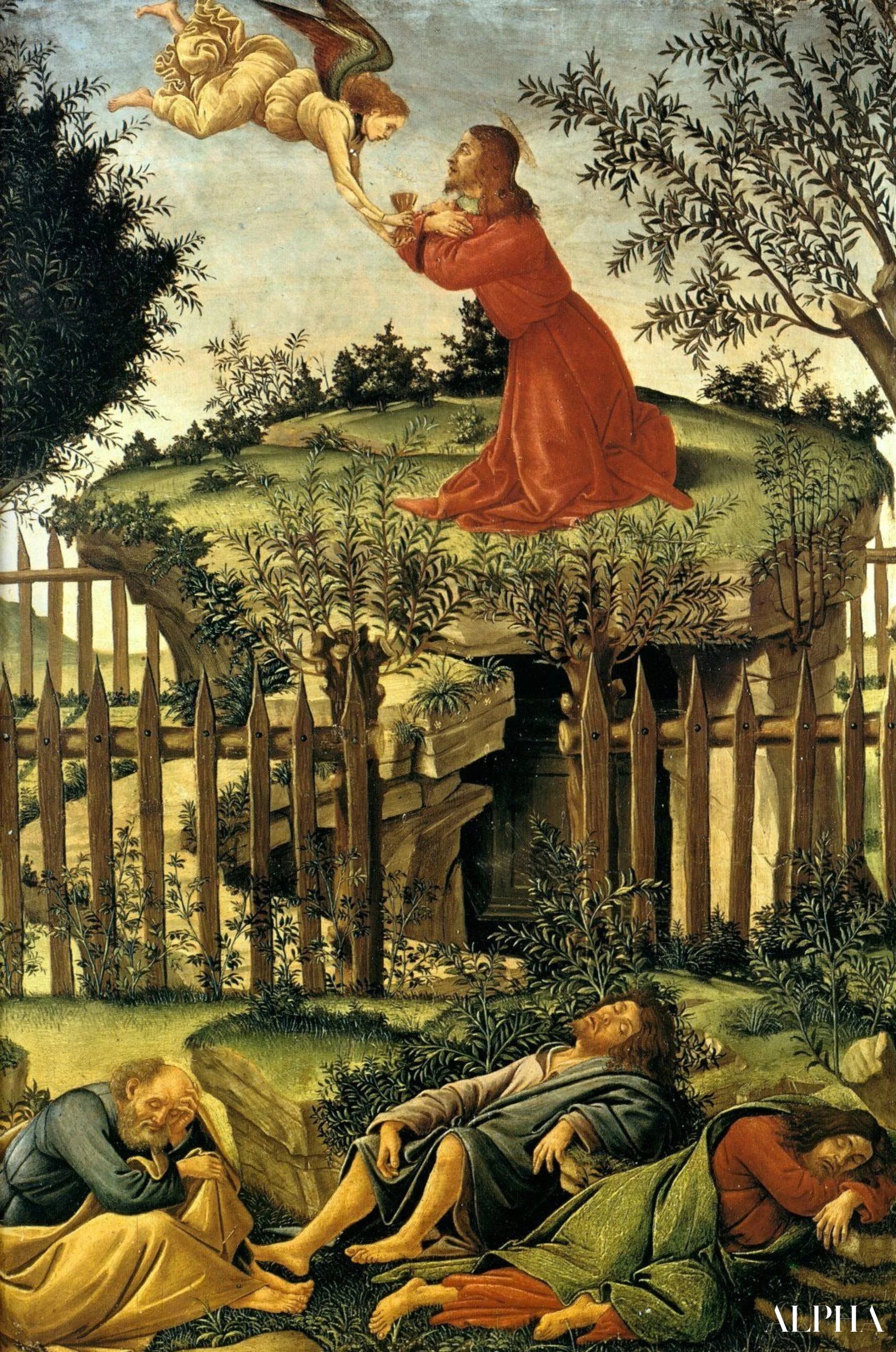 Kristus Öljymäellä - Sandro Botticelli - Korkealaatuiset taulujen ja maalauksien reproduktiot