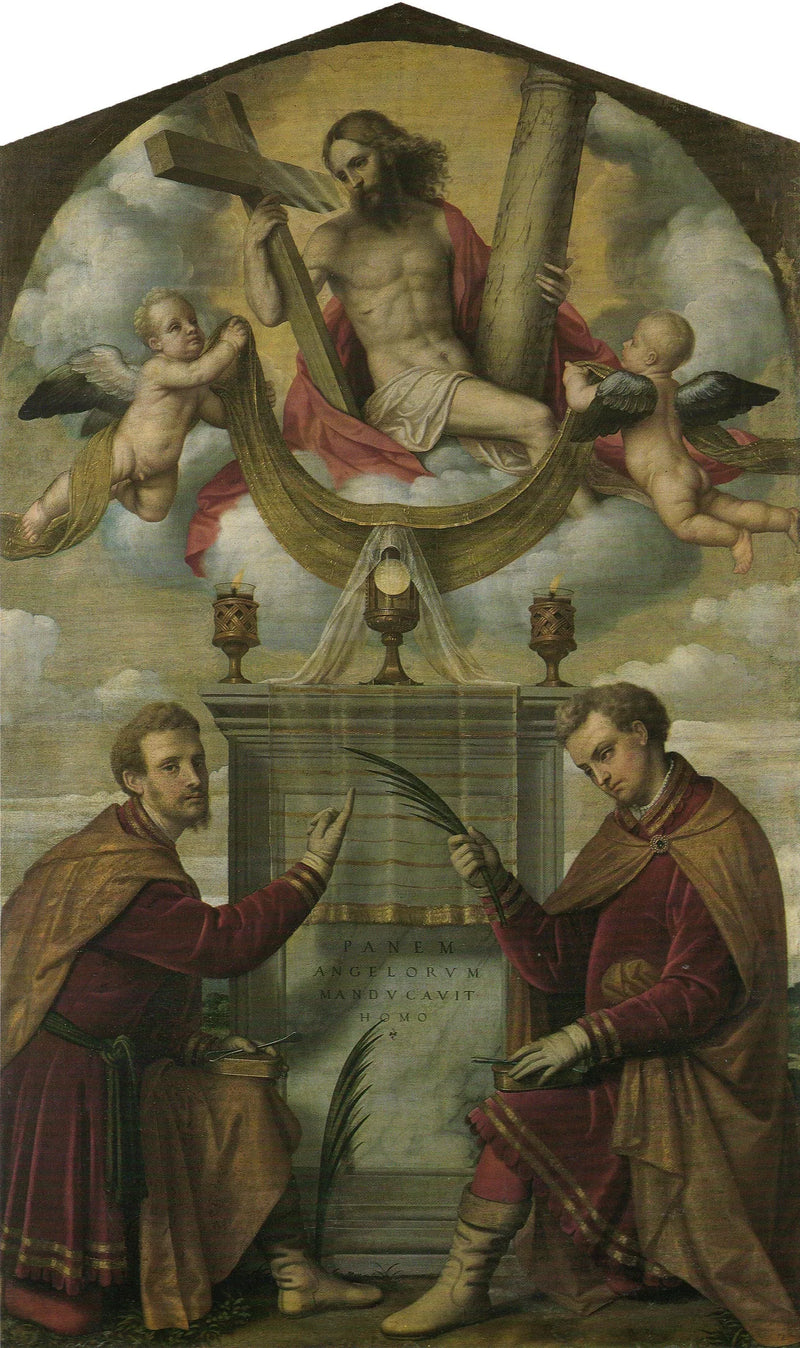 Kristus eucharistian ja pyhimykset Kome ja Damianus - Alessandro Bonvicino