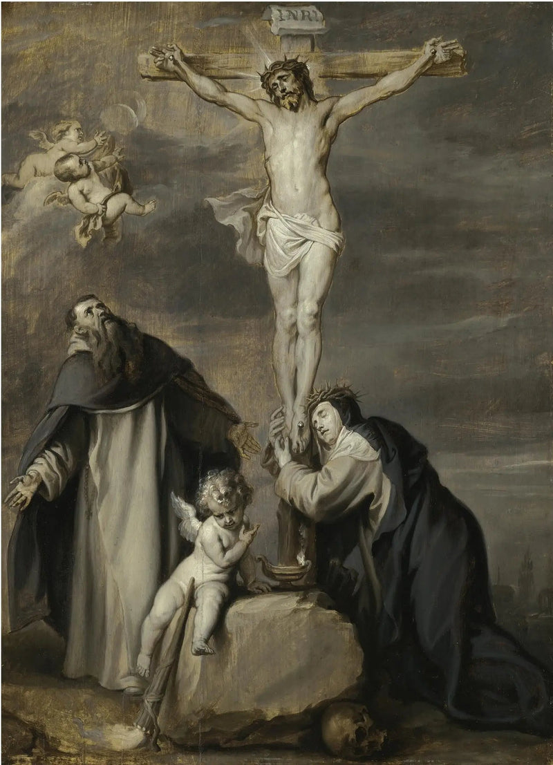 Ristiinnaulittu Kristus palvottuna pyhimysten Dominique ja Katariina Sieniläinen - Antoine van Dyck