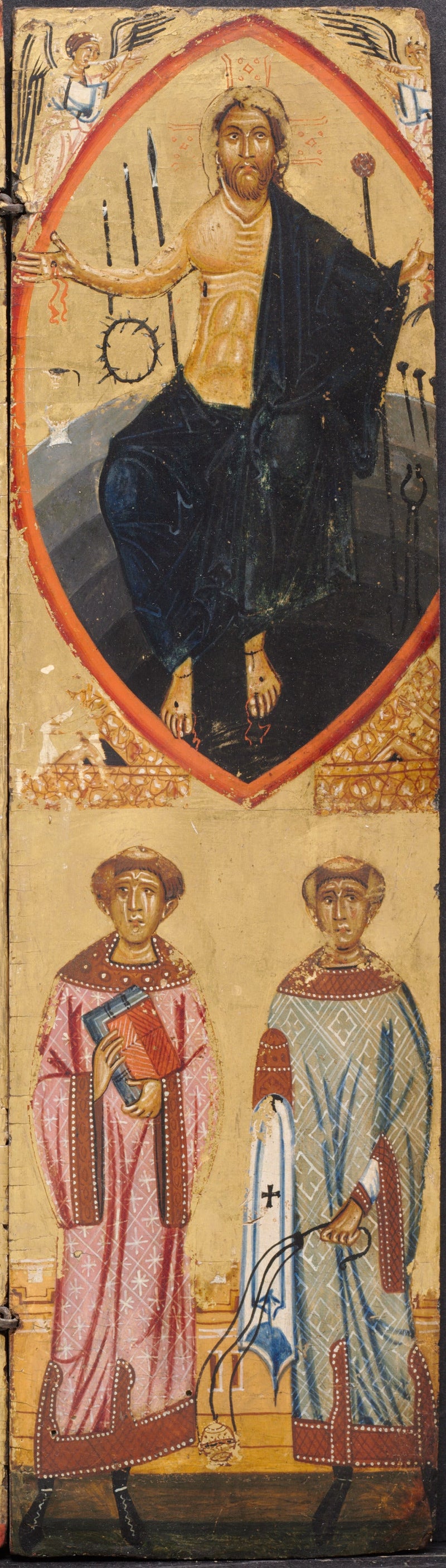Kristus mandorlessa, kärsimyksen välineiden kanssa, pyhimys Étienne ja pyhimys Laurent alla - Berlinghiero Berlinghieri