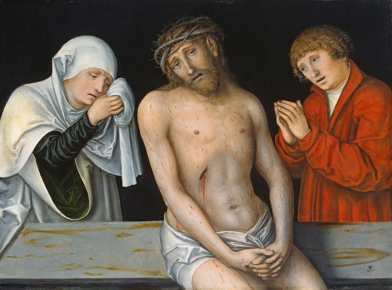 Kristus kärsimysten keskellä Neitsyen ja pyhän Johannes Kastajan välillä - Lucas Cranach vanhempi