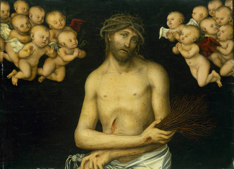 Kristus kärsimyksen ihmisenä enkelten ympäröimänä - Lucas Cranach vanhempi
