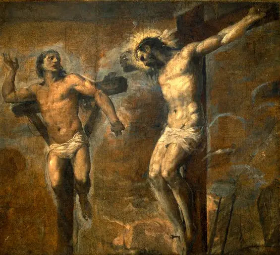 Kristus ja hyvä rosvopää - Titian