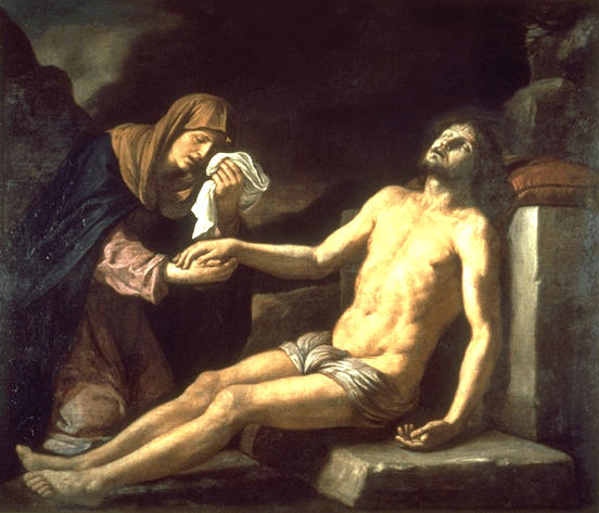 Ristiinnaulittu Kristus itkevänä Neitsyen sylissä - Guercino