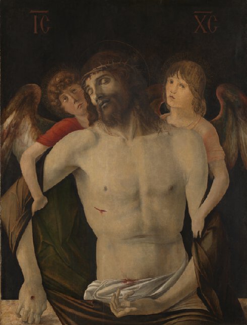 Kristus kuollut, jota enkelit tukevat - Giovanni Bellini