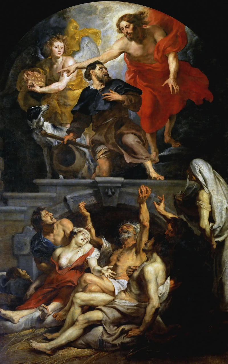 Kristus nimittää pyhä Rochin ruttoihmisten suojelijaksi - Peter Paul Rubens