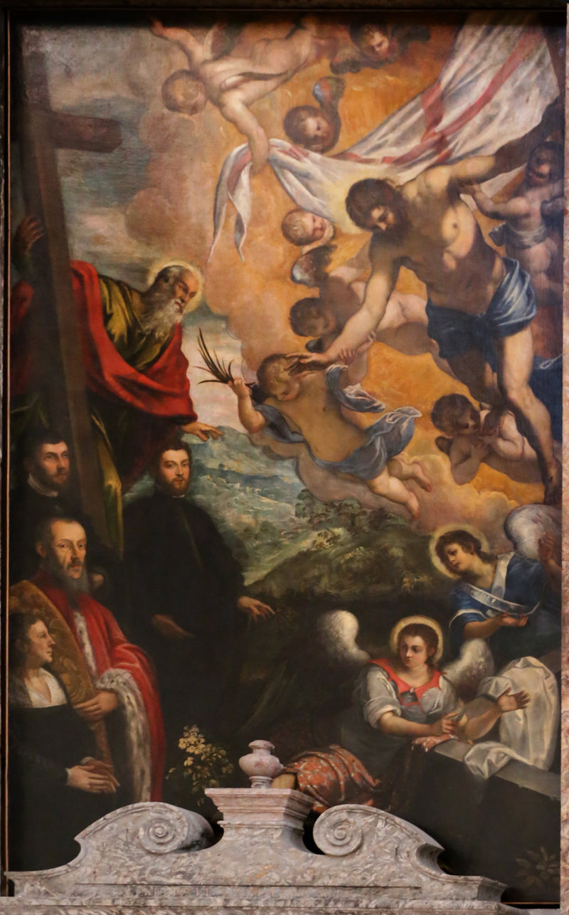 Ylösnoussut Kristus, Pyhä Andrei ja lahjoittajat - Jacopo Tintoretto