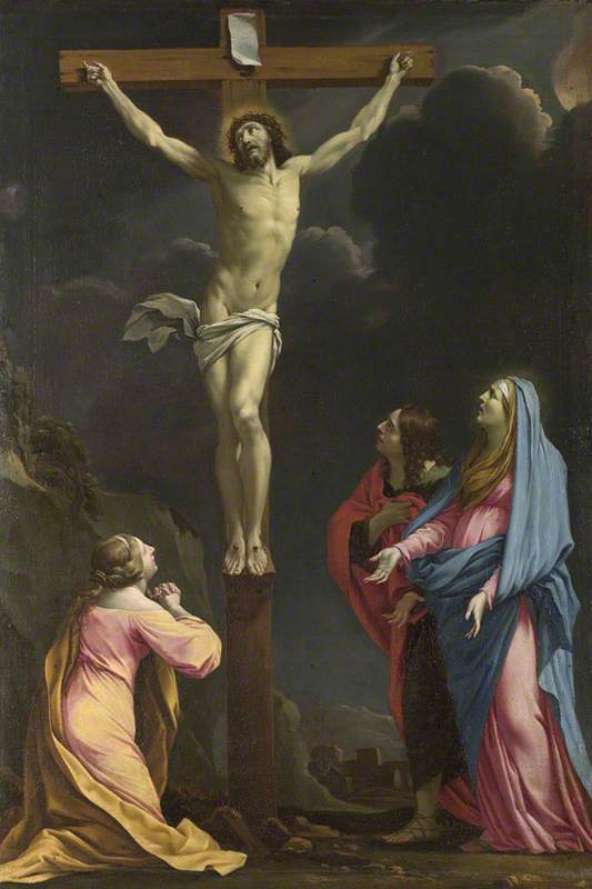 Le Christ sur la Croix entouré par la Vierge et des saints - Eustache Le Sueur - Alpha Reproduction