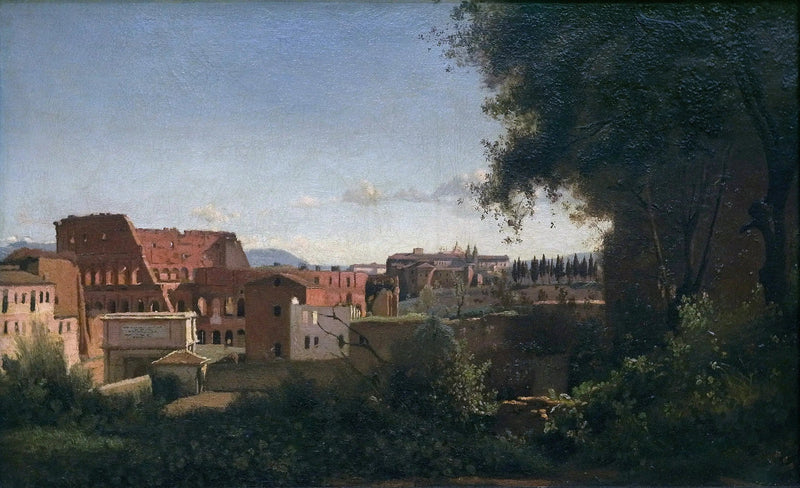 Colosseum puutarhojen Farnésen näkymästä - Jean-Baptiste Camille Corot