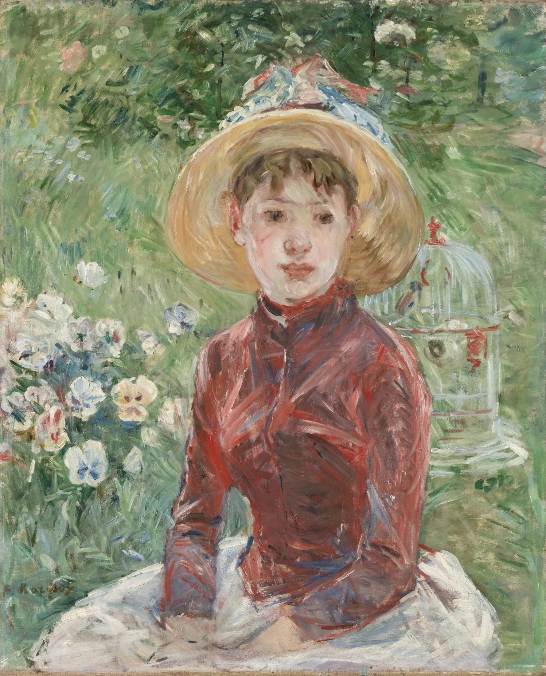 Le corsage rouge - Berthe Morisot image 1 reproduction d’œuvre d’art à l’huile