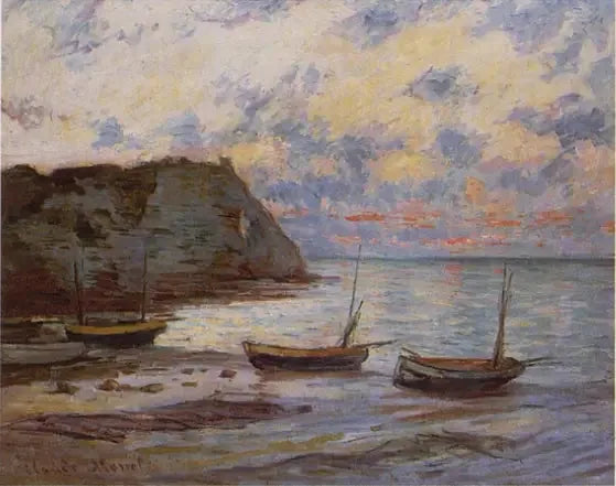 Auringonlasku Etretatissa - Claude Monet
