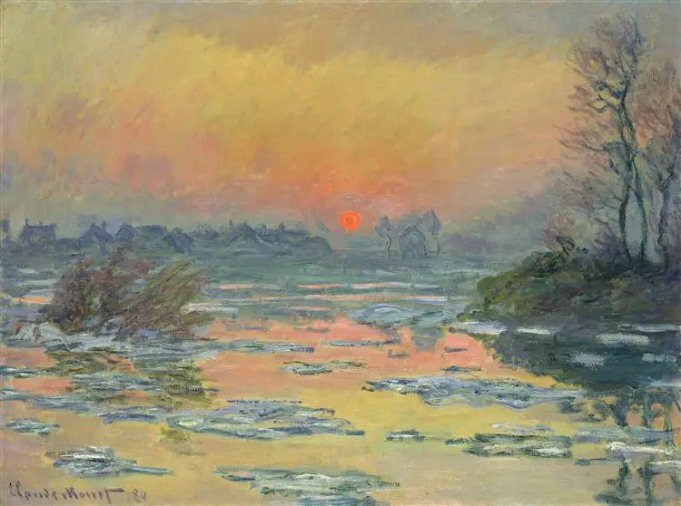 Auringonlasku Seinessä talvella - Claude Monet