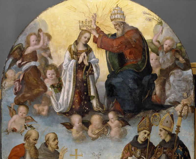 Neitsyt Marian kruunaus, Pyhä Jeremia, Pyhä Fransiskus Assisilainen, Pyhä Bonaventura ja Pyhä Ludvig Toulouselainen - Filippino Lippi