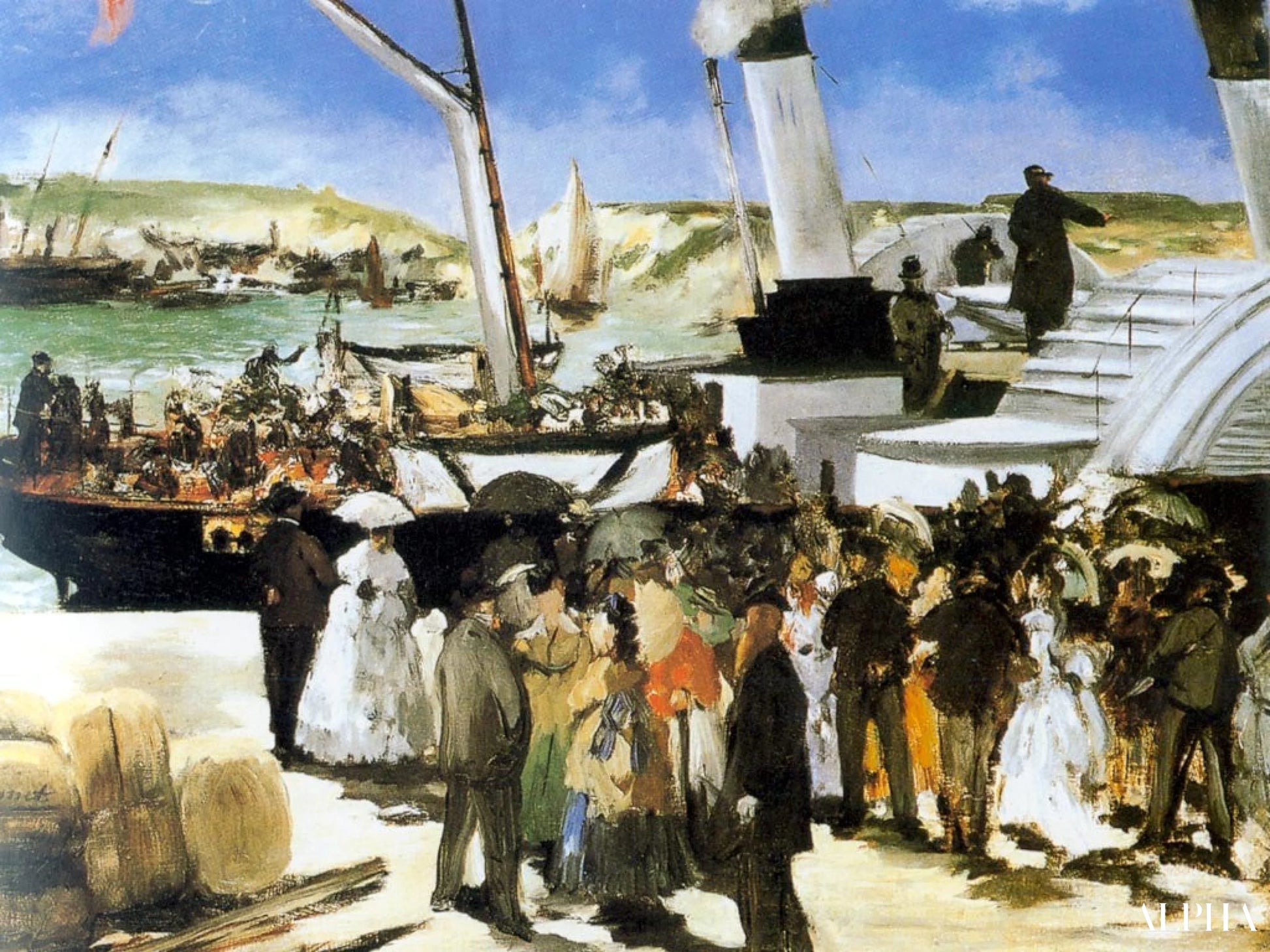 Folkestonen höyrylaivan lähtö - Edouard Manet - Korkealaatuiset taulujen ja maalauksien reproduktiot