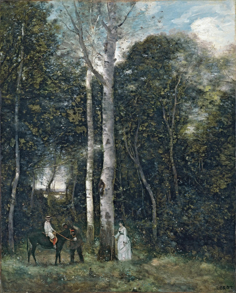 Lähtö lionien kävelylle, Port-Marlyssä - Jean-Baptiste Camille Corot