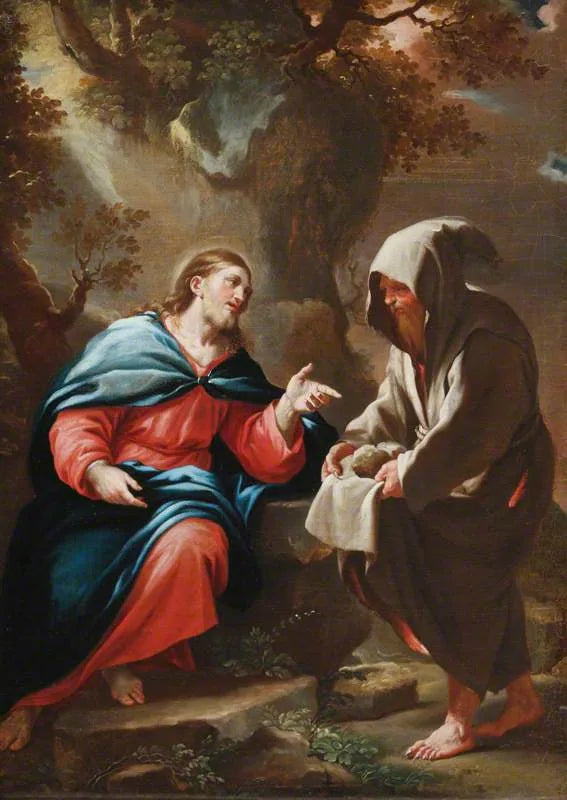 Saatana houkuttelee Kristusta muuttamaan kiviä leiväksi - Luca Giordano