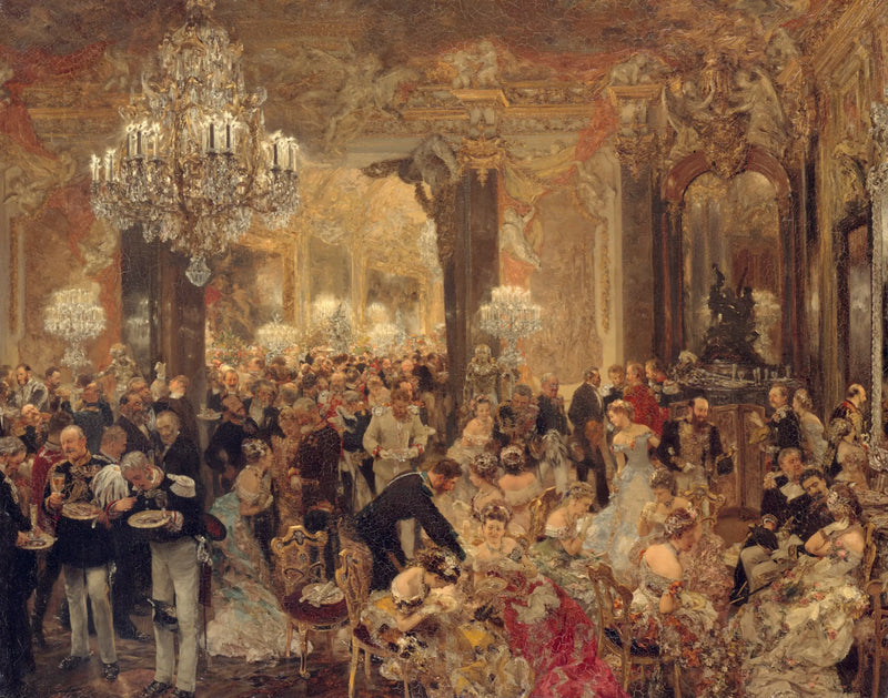 Tanssiaissaliin tarkoitettu illallinen - Adolph von Menzel