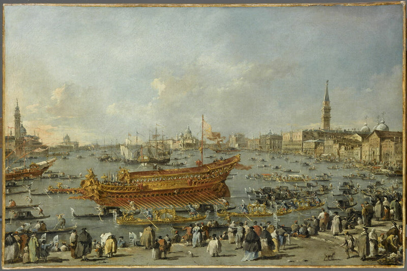 Venetsian Doge Bucentaurella Sant'Elenan Riva di lähellä - Francesco Guardi