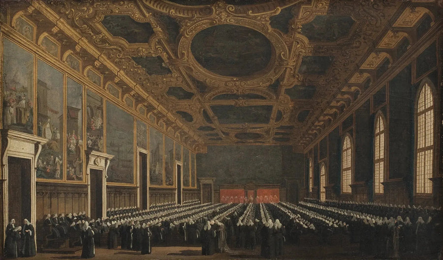 Doge ja Suurneuvosto salissa Sala del Maggior Consiglio - Canaletto