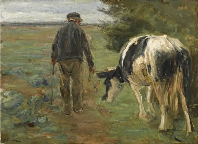 Maatilallinen ja lehmä - Max Liebermann